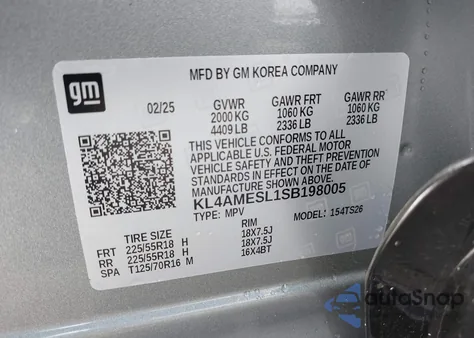 2025 Buick Encore Gx Sport Touring Awd z USA, uszkodzony, nr VIN KL4AMESL1SB198005